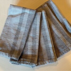 Set of 5 Two Tone Gray Striped Dinner Napkins